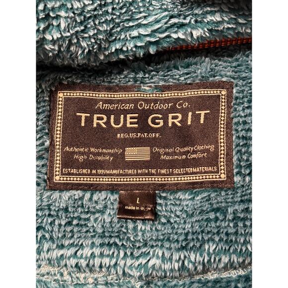 True Grit Turquoise Faux Fur Quarter Zip Pullover, Size L - Picture 6 of 6